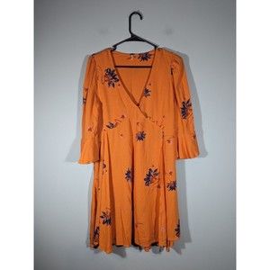 Free People Coral Ruffle Sleeve Mini Floral Dress Women Size XS